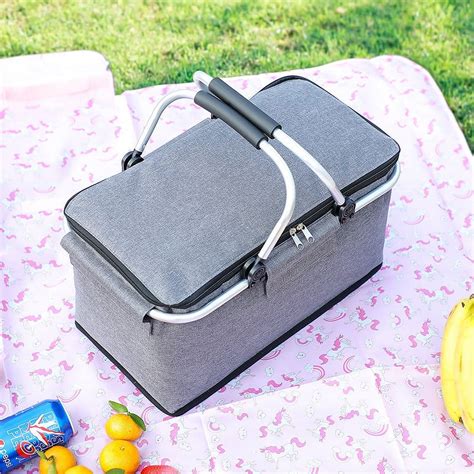 Qianying insulated Picnic Baskets 30L, Cooler Bag, Shopping Basket ...