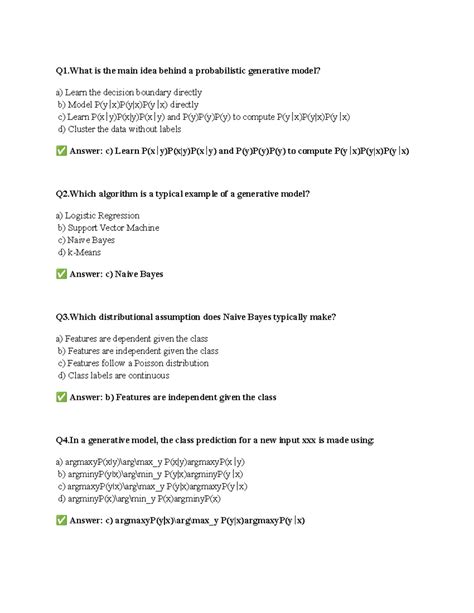S4 Midterm Practice Problems on Probabilistic Generative Models - Studocu