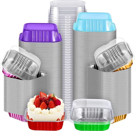 Amazon.com: Sabary 150 Pcs Aluminum Foil Mini Cake Pans with Lids 3.4 ...