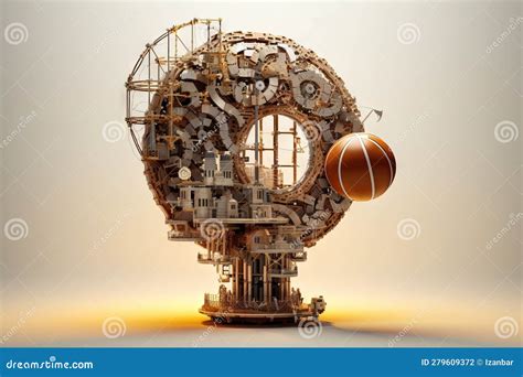 Basketball Hoop Made of Interlocking Gears and Cogs, Symbolizing the ...