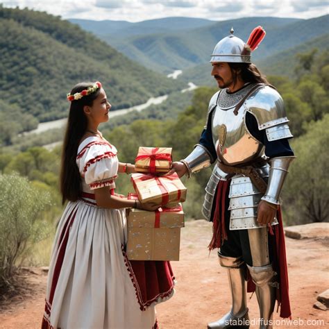 Spanish Conquistador Meets Indigenous Maiden | Stable Diffusion Online