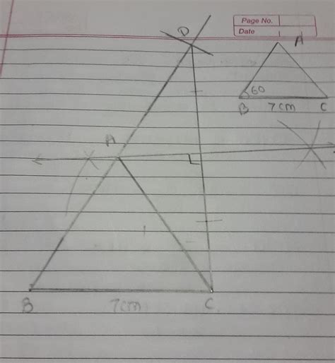 Construct a triangle ABC in which BC = 7cm, B = 60° and AB + AC = 13 cm ...