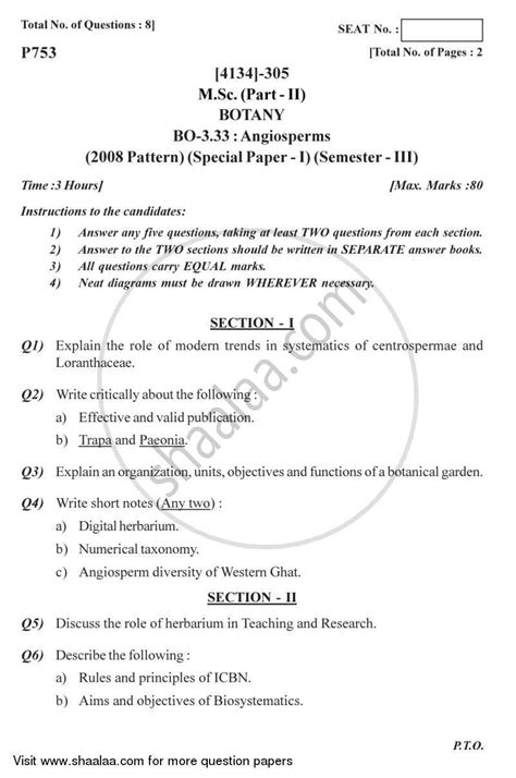 Image result for 3rd Sem Botany Question Paper PDF