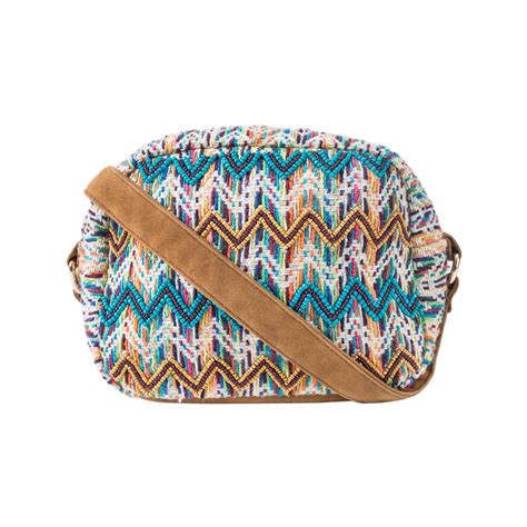 Chumbak Teal Chevron Beaded Jacquard Sling Bag - Multicolour : Amazon ...