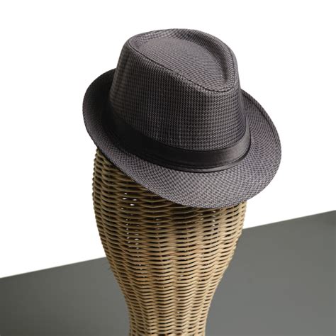 Buy Fedora Hat in Houndstooth Pattern (Dark Grey) Online in India | Chokore