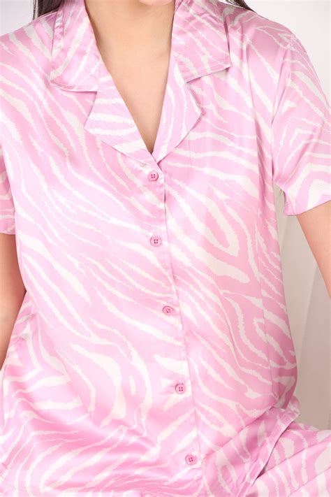 Pink Zebra Satin PJ Set – Masha Sleepwear