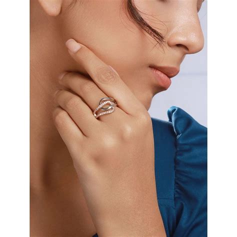 Buy Priyaasi Interlocked Threads American Diamond Rose Gold Silver ...