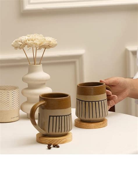 Buy PUREZENTO Wavy Mug Serving Tea Cups Set & Ceramic Coffee Mugs Set ...