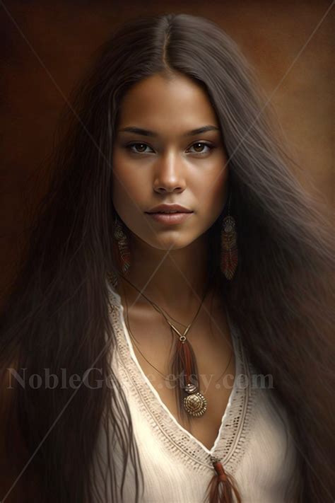 Muskogee Creek Native American Woman | Mixed Race Female | AI Art Print ...