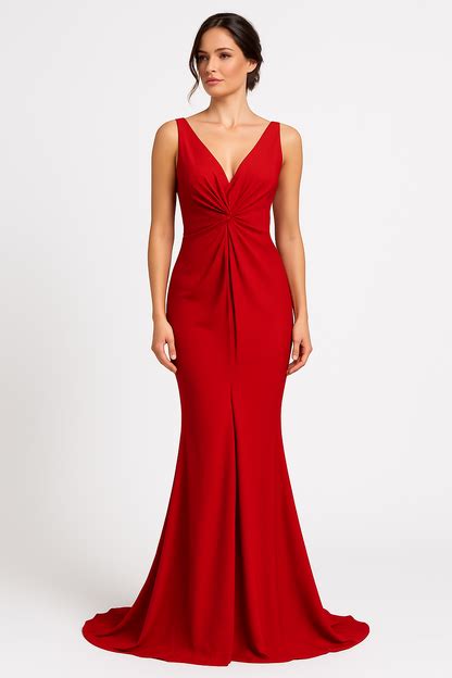 Rose Red Dress For Party Look – ARISAA