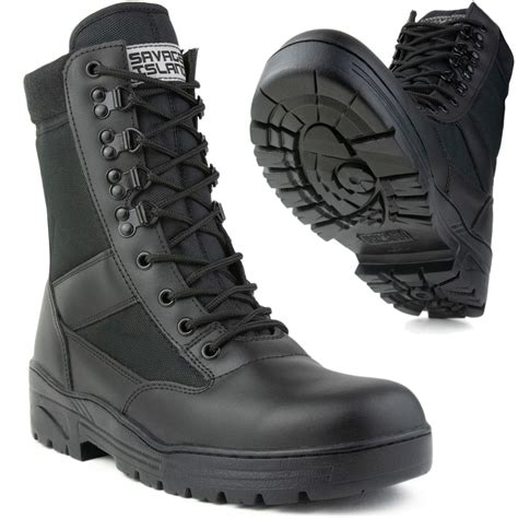 Black Army Combat Boots Mil Com All Leather Patrol Boots Black Delta
