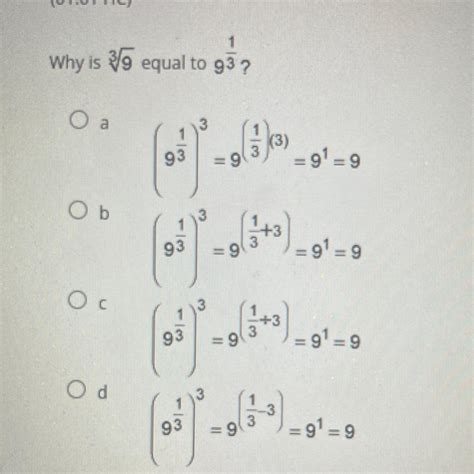 Why is 3 square root of 9 equal to 9 1/3? - Brainly.com
