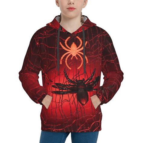 Easygdp Black Spider Web With Spiders Boys Hoodie Kids Sweatshirt Youth ...
