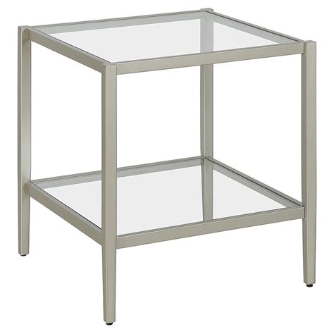 Hailey Home Hera 20-in W x 22-in H Satin Nickel Glass Square Modern End ...