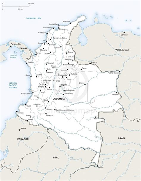 Vector Map of Colombia Political | One Stop Map