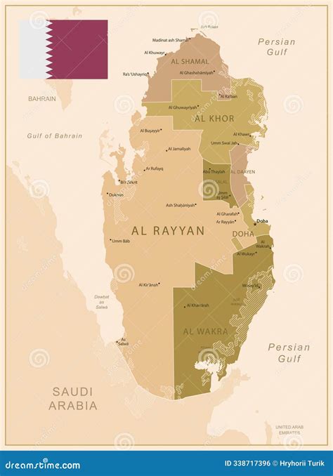 Qatar - Detailed Country Map With Cities And Regions. Infographic Icons ...