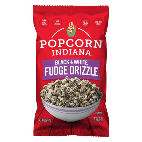 Large Bag of Popcorn, Indiana Black & White Fudge Drizzlecorn, 6 Oz ...