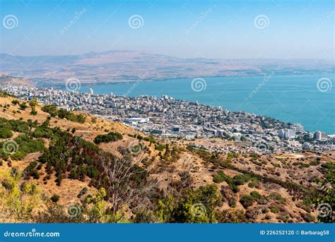 View of the City of Tiberias and the Sea of Galilee Stock Photo - Image ...