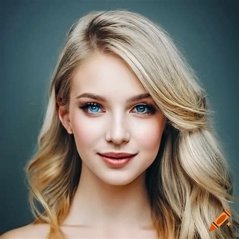 Photograph of a girl with a friendly smile and pale blonde hair on Craiyon