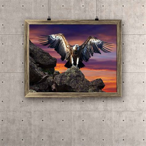 ArtzFolio Condor Sitting On Stone Against Sunset Sky Canvas Painting ...