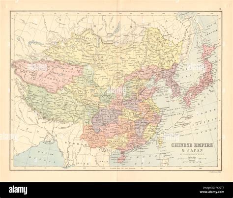 OST-ASIEN. "Kaiserreich China & Japan". China Korea Formosa. Bartholomäus, 1876-Karte ...