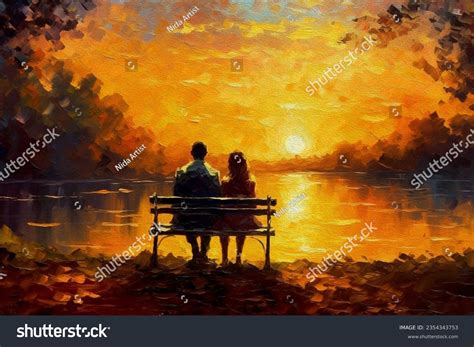 Oil Painting Romance Love Loving Couple Stock Illustration 2354343753 | Shutterstock