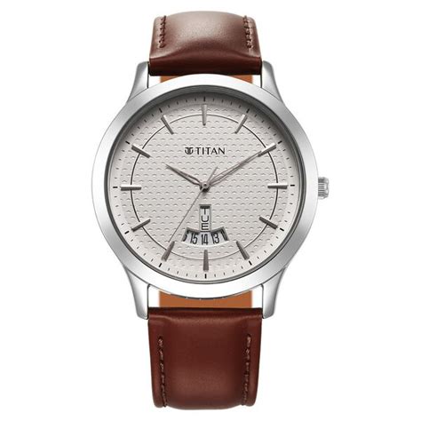 Buy Online Titan Karishma Quartz Analog Silver Dial Leather Strap Watch ...