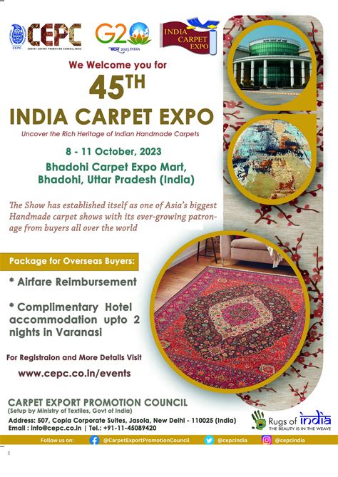 45th INDIA CARPET EXPO, 8 - 11 October 2023 at Bhadohi Carpet Expo Mart ...