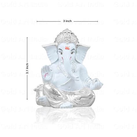 Silver Plated Ganesha Idol for Car Dashboard | Gold Art India