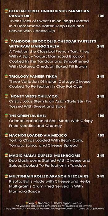 Menu at TIKI TAKO, Chennai