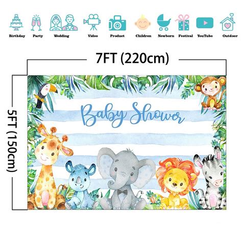 Mocsicka Safari Animals Baby Shower Backdrop Jungle Safari Photography ...