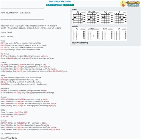 Chord: Don't Hold Me Down - tab, song lyric, sheet, guitar, ukulele ...