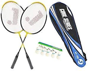 jaspo Core-JS-400 2 Aluminum Badminton Rackets, 5 Feather Shuttlecock ...