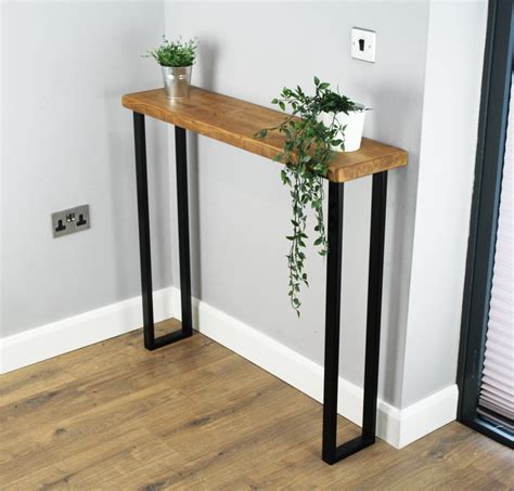 Rustic Console Table | 22.5cm Depth – Rust and Oak