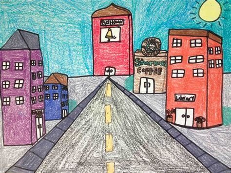 One Point Perspective Cityscape