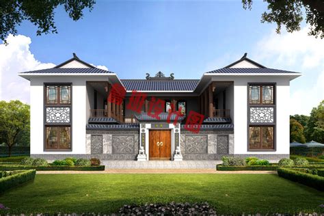 新中式现代二层小四合院别墅设计图,户型好,外观漂亮_二层别墅设计图