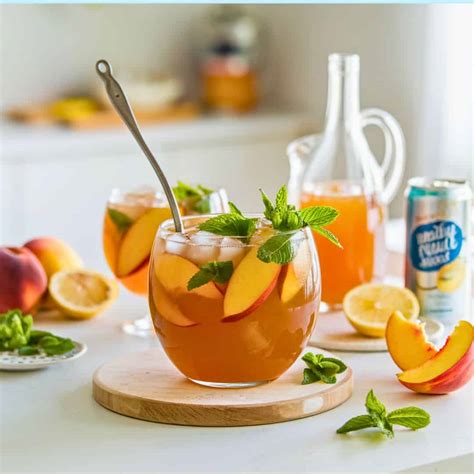Peach Iced Tea Punch Mocktail Recipe - Thirsty Tales