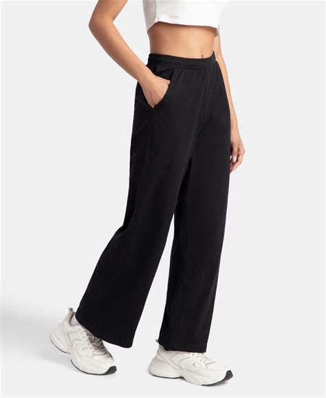 Buy Super Combed Cotton Rich Straight Fit Wide Leg Pants - Black A158 ...