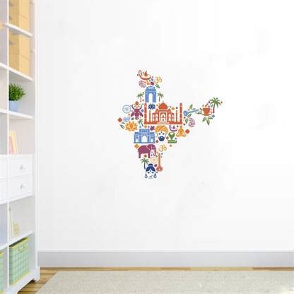 Decal O Decal 50 cm Wall Decals ' Indian Cultural Statue With India Map ...