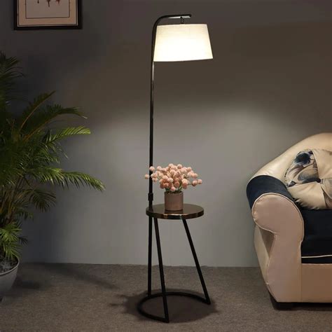 Contemporary Metallic Floor Lamp with Table – Anasay