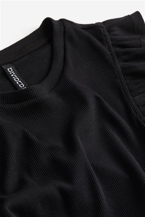 Flutter-sleeved bodycon dress - Black - Ladies | H&M IN