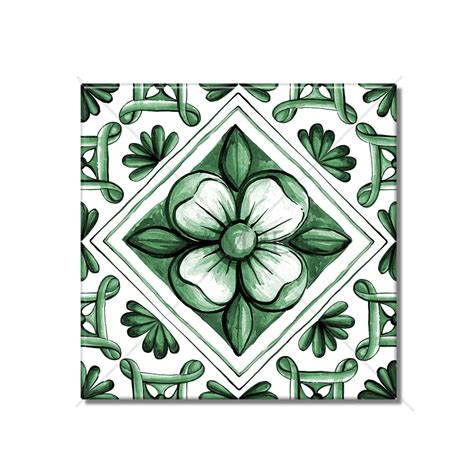 Green Flower Ceramic Tile - Flower Design Ceramic Tile Kitchen ...