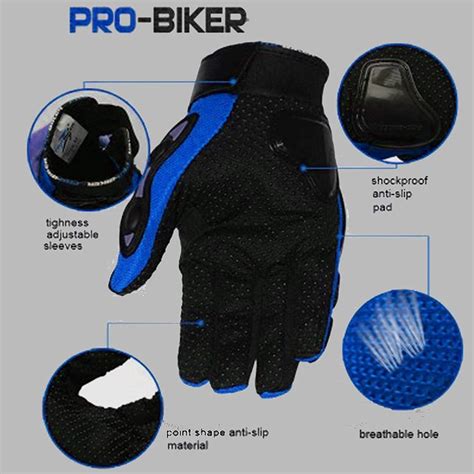 Probiker Synthetic Leather Motorcycle Gloves ( Blue ) – Scrollstreet