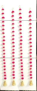 TATHAGATA Handmade Wall Door Dark Pink Color Pom Pom String with Golden ...