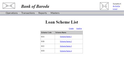 Loan Scheme Master Wireframes - Banking Software