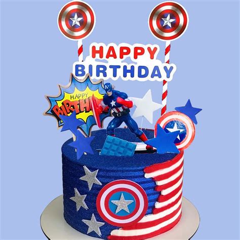 Buy Captain America Cake Topper Figures, Captain America Happy Birthday ...