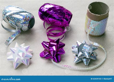 Gift Wrapping Ribbons and Bows Stock Image - Image of recycled, sparkle ...