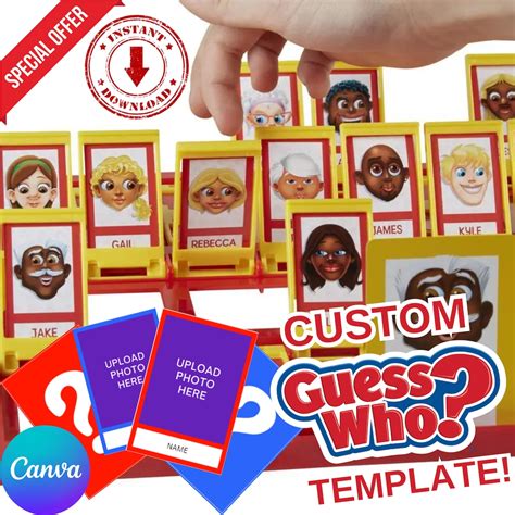Family Custom Guess Who Fun Game Custom Template Editable Insert Cards ...