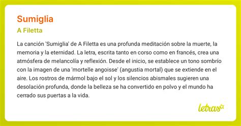 Significado de la canción SUMIGLIA (A Filetta) - LETRAS.COM