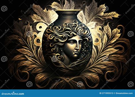 Epimetheus Greek Mythology God Black Gold Vase by Generative AI Stock ...